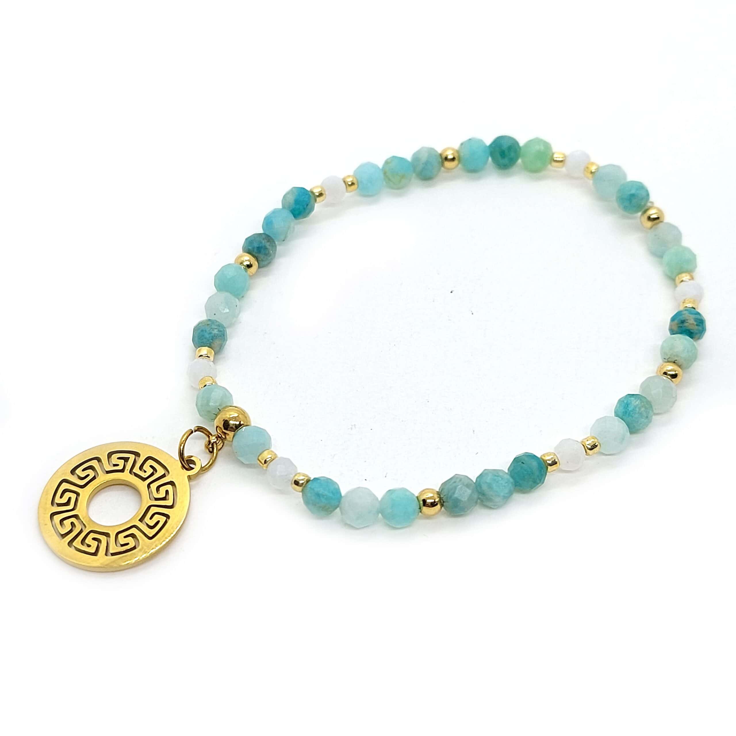 ✦ Amazonit ✦ bransoletka złota z zawieszką 1 ✦ Amazonit ✦ bransoletka złota z zawieszką