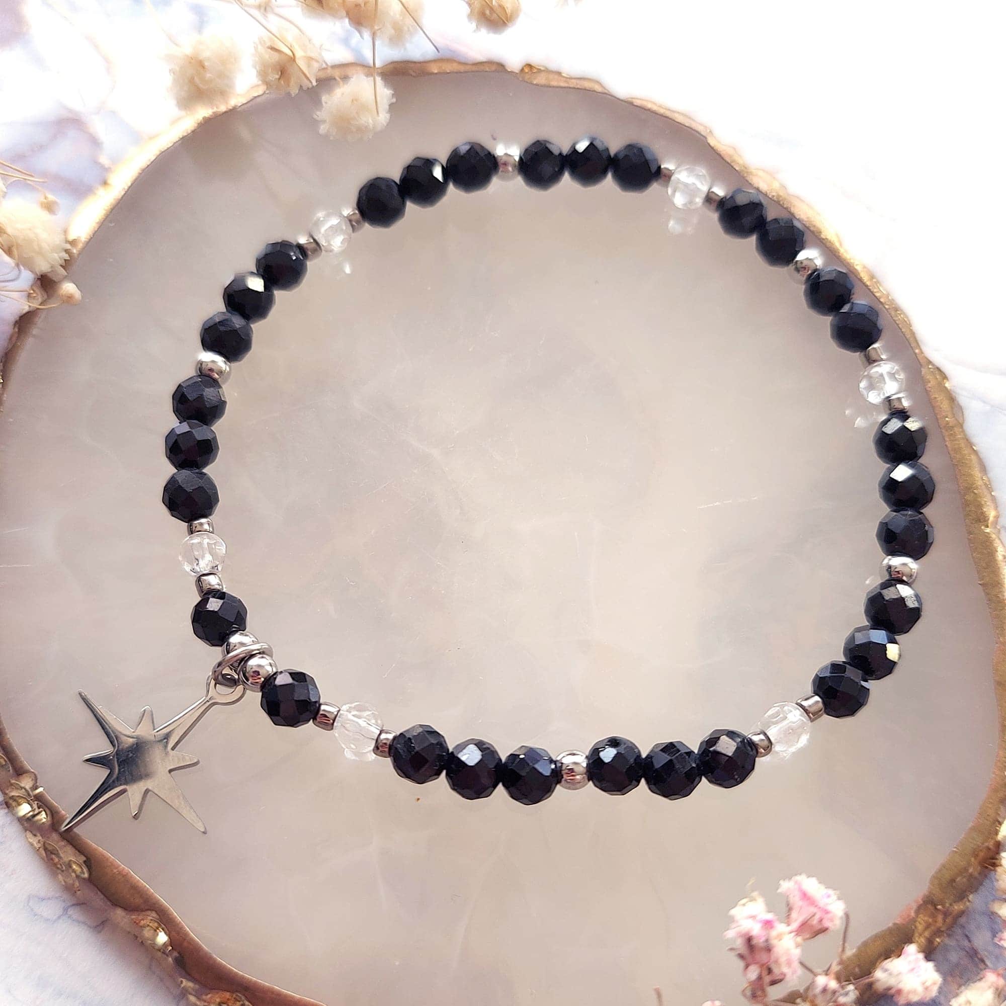 ✦ Turmalin czarny ✦ bransoletka srebrna z zawieszką 3 turmalin bransoletka srebrna całość