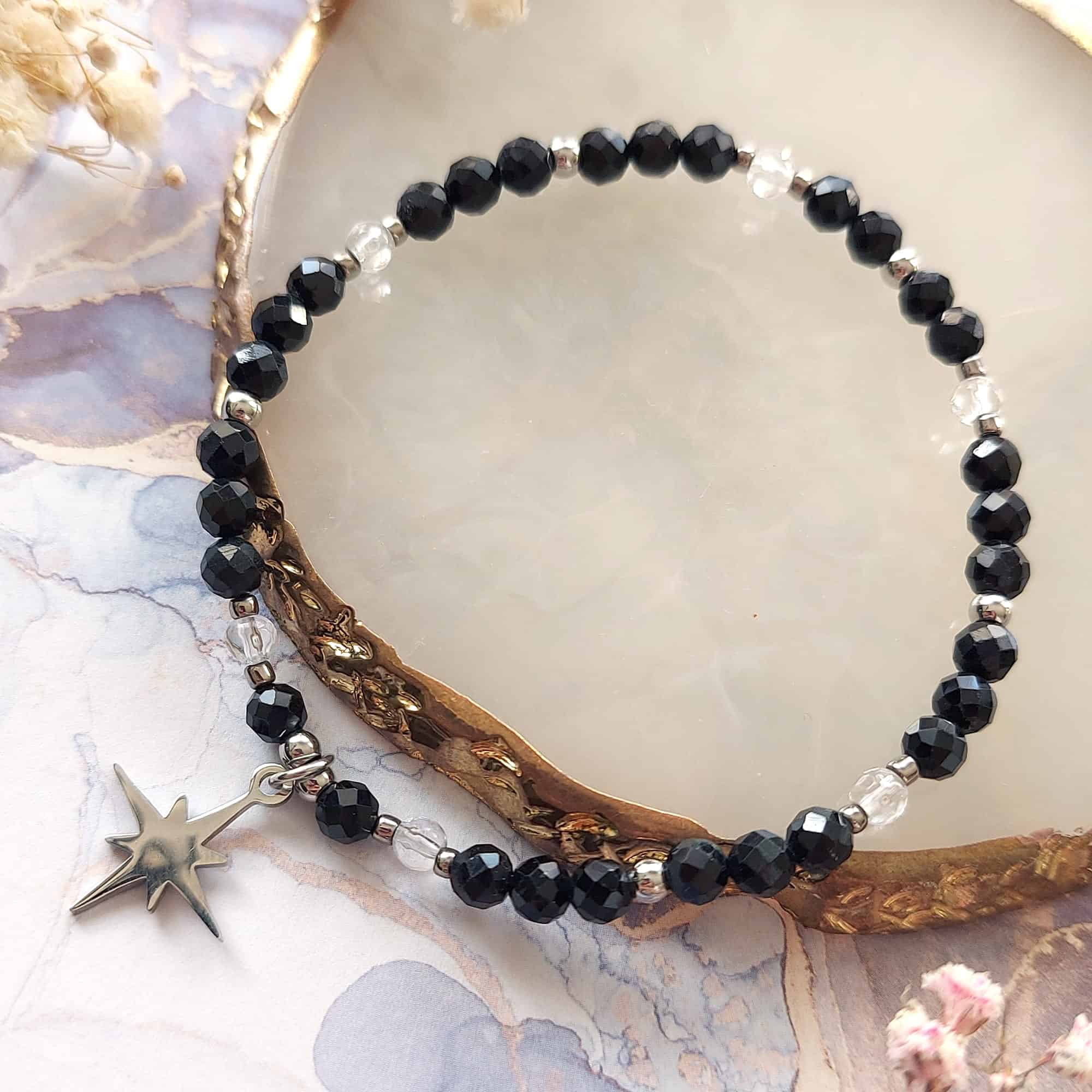 ✦ Turmalin czarny ✦ bransoletka srebrna z zawieszką 1 turmalin bransoletka srebrna