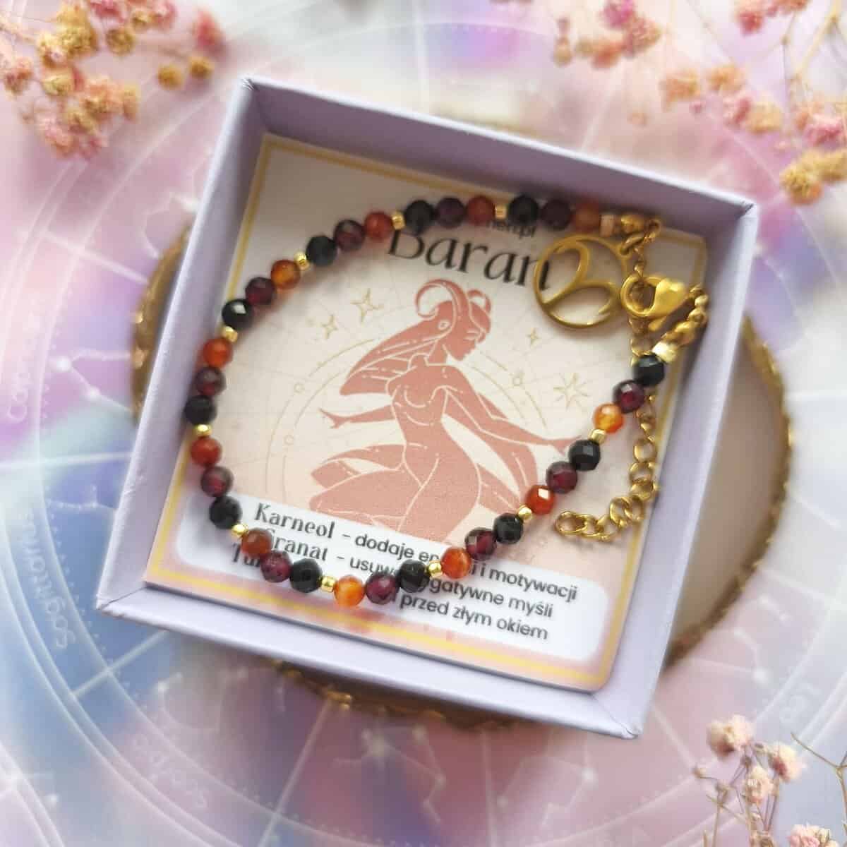 ✦ Baran ✦ bransoletka złota na lince 4 baran bransoletka znak zodiaku na lince zapinana złote przekładki całość