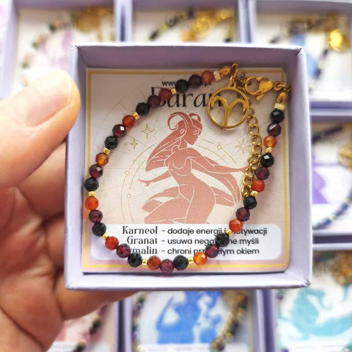 ✦ Baran ✦ bransoletka złota na lince 1 baran bransoletka znak zodiaku na lince zapinana złote przekładki