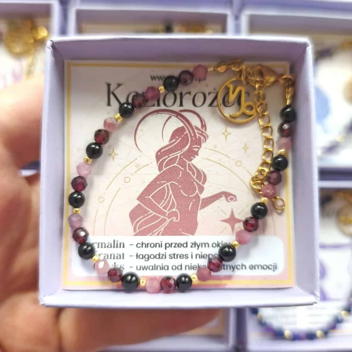 ✦ Koziorożec ✦ bransoletka złota na lince 1 koziorożec bransoletka znak zodiaku na lince zapinana złote przekładki