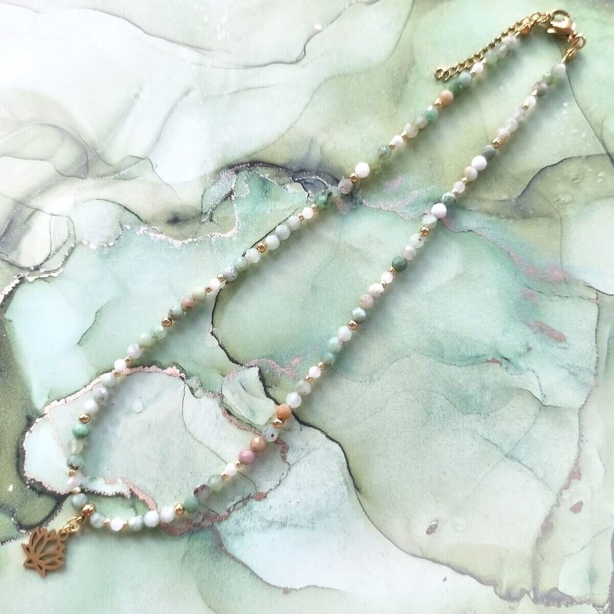 jadeit australijski naszyjnik złoty całość