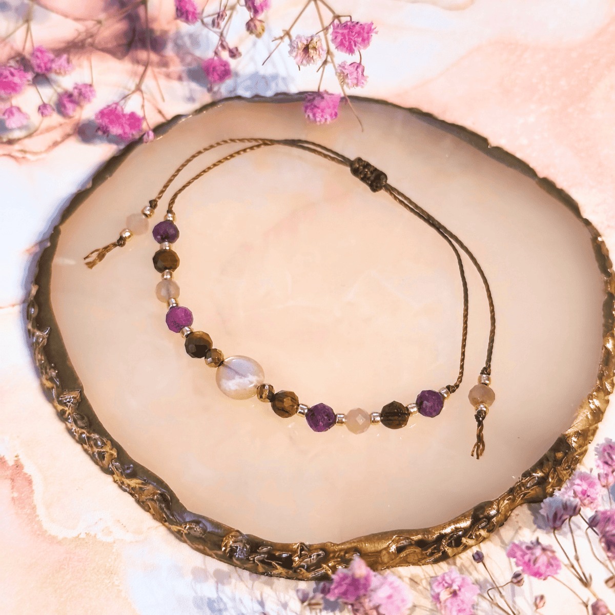 ✦ Nowa energia ✦ bransoletka na sznurku złota 3 nowa energia bransoletka rok konia na sznurku całość