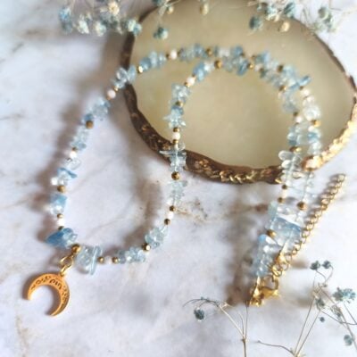 Akwamaryn naszyjnik nieregularny