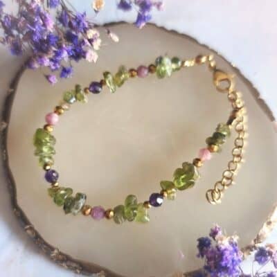 perydot ametyst turmalin bransoletka nieregularna