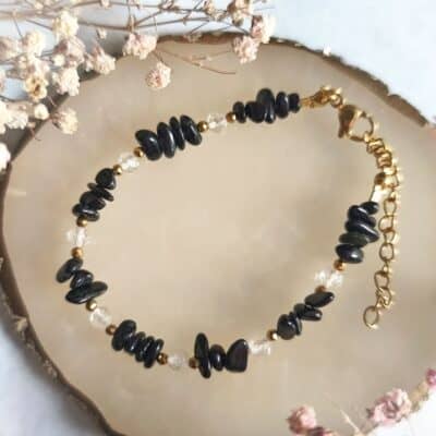 bransoletka zapinana turmalin czarny kryształ górski